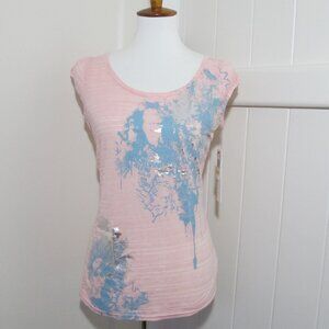 Calvin Klein | Pink Cap Sleeve w/ Metallic Silver